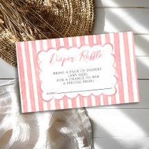 Pink Girl Ribbon Frame Stripes Bow Diaper Raffle