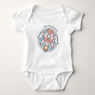 Pink Girl Rocketship Baby Bodysuit