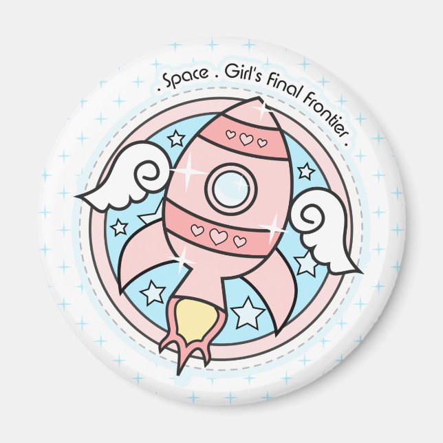 Pink Girl Rocketship Magnet (Front)