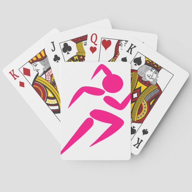 Pink Girl Running Playing Cards (Back)