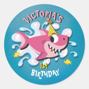 Pink Girl Shark Baby stickers