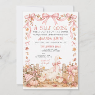 Pink Girl Silly Goose Baby Shower Gingham Invitation