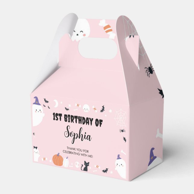 Pink Girl Spooky One Ghost Birthday Favour Box (Front Side)