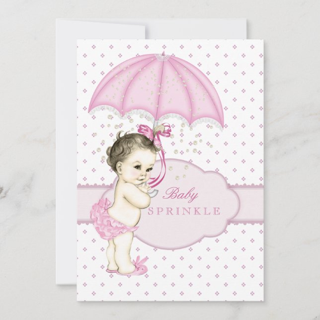 Pink Girl Sprinkle Baby Shower Invitation (Front)
