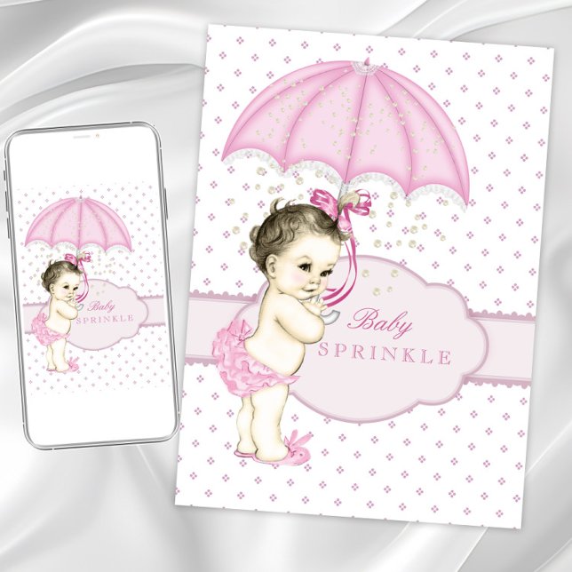 Pink Girl Sprinkle Baby Shower Invitation (Cute sprinkle baby shower invitation. Instant download and printed invitations available.)