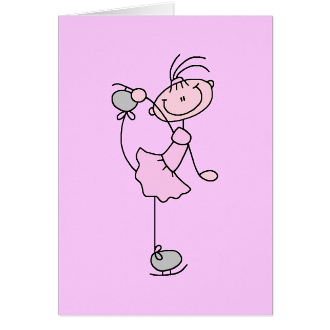 Pink Girl Stick Figure Ice Skater (Front)