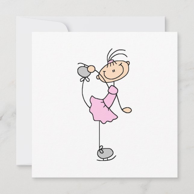 Pink Girl Stick Figure Ice Skater (Front)