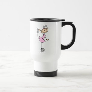 Pink Girl Stick Figure Ice Skater Travel Mug