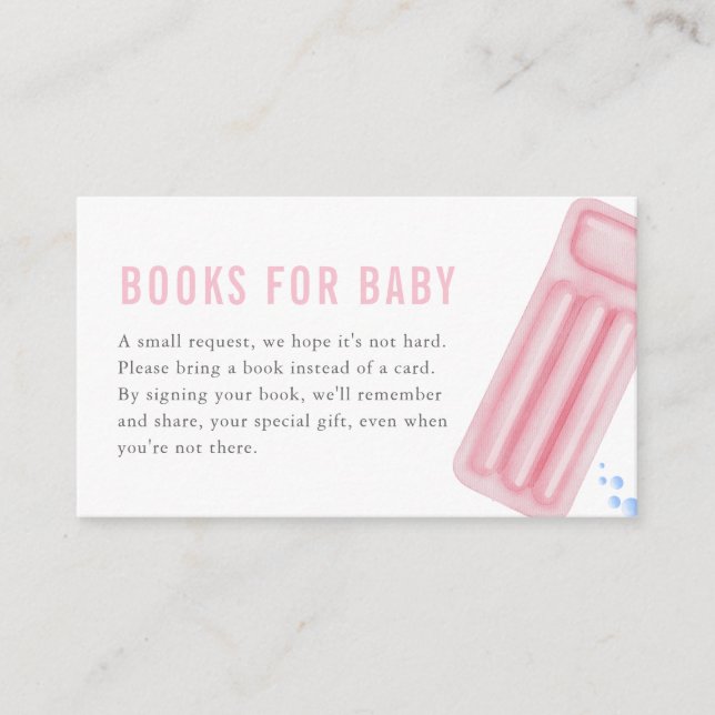 Pink Girl Summer Pool Party Books for Baby Card (Front)