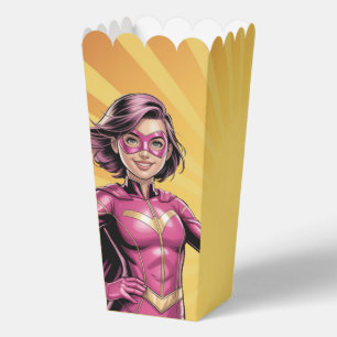 Pink Girl Superhero Birthday Party Favour Box