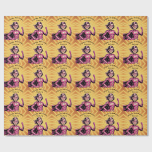 Pink Girl Superhero Birthday Party  Wrapping Paper