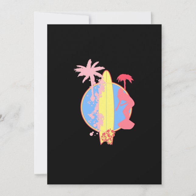 Pink Girl Surf logo Invitation (Front)