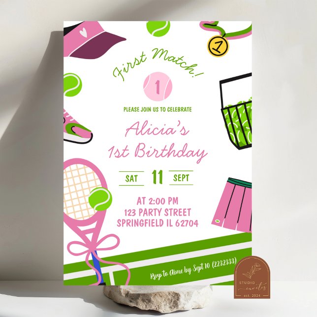Pink Girl Tennis Birthday Invitation (Creator Uploaded)