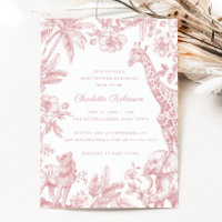 Pink Girl Toile Safari Elegant Baby Shower