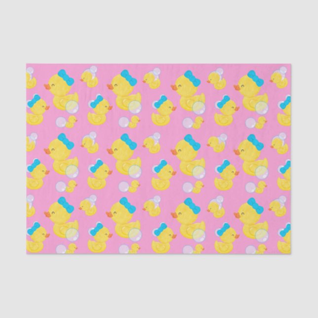 Pink Girl Watercolor Rubber Ducky Tissue Paper (Front)