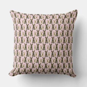 Pink Girl Yorkies Throw Pillow