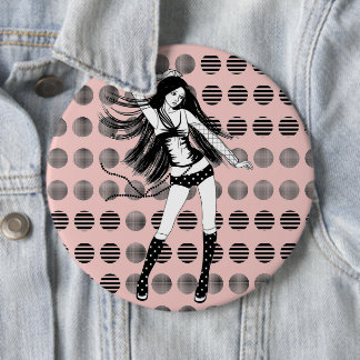 pink girlfriend dancer 6 cm round badge