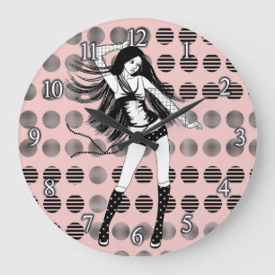 pink girlfriend dancer large clock