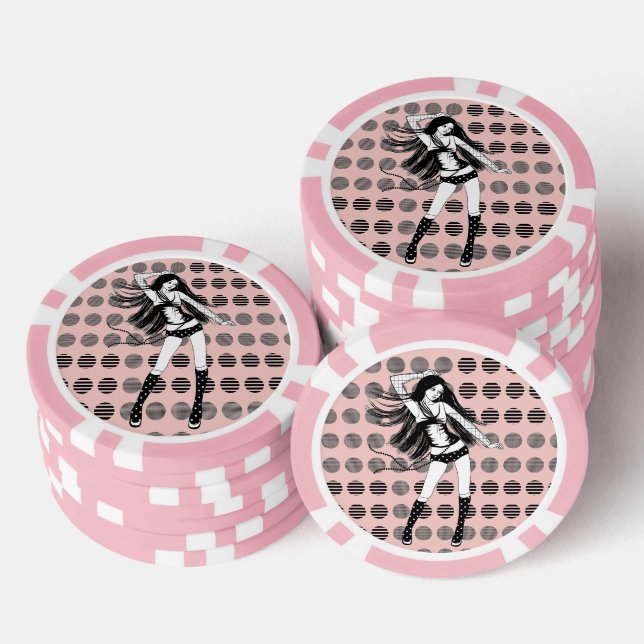 pink girlfriend dancer poker chips (Stack)