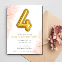 Pink Girls 4th Birthday Balloon Party