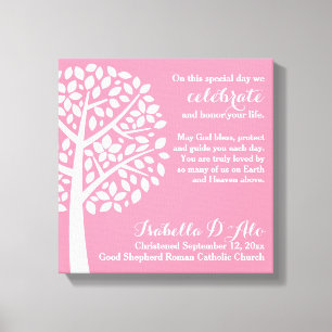 Pink Girl's Baptism Christening Prayer Blessing Canvas Print