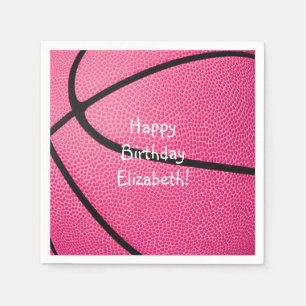 pink girls basketball birthday or team party napkin