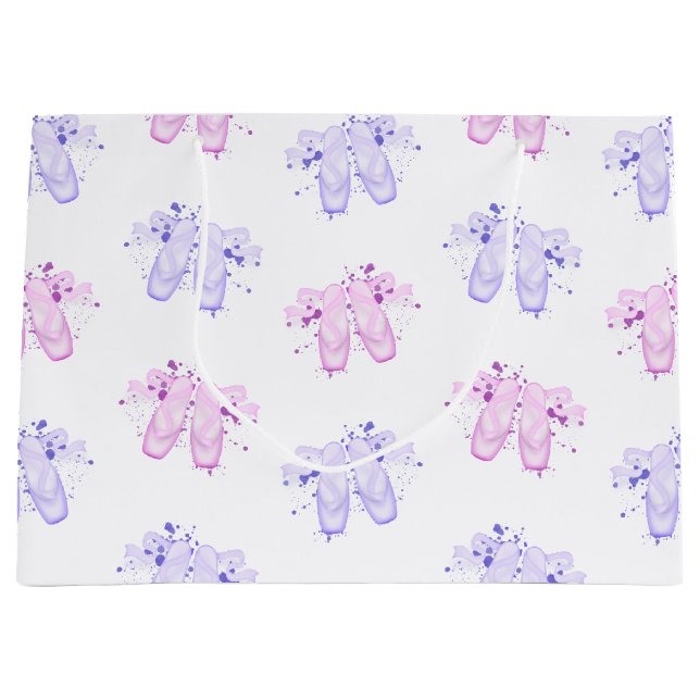 Pink Girls Birthday Ballerina Pointe Shoes Ballet Large Gift Bag (Front)