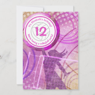 Pink girls' birthday volleyball party invitation