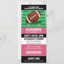 Pink Girls Football Ticket Birthday