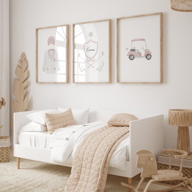 Pink girls golf custom name set of 3 poster (Creator Uploaded)