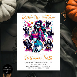 Pink Girls Night Out Adult Halloween Party Invitation