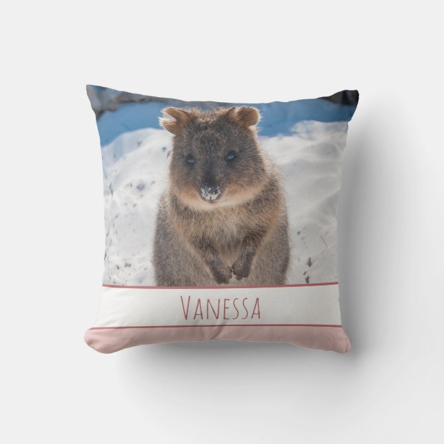 Pink Girls Personalized Quokka Cushion (Front)