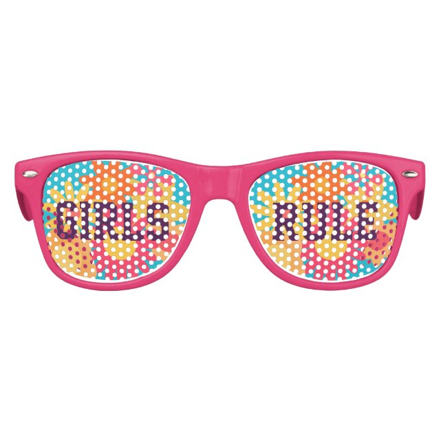 Pink Girls Rule Flower Lenses Sun Glasses (Front)