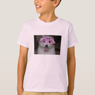 pink girl's T-shirt with picture of cute dog