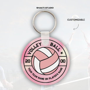 Pink Girls Volleyball Player Gift and Souvenir Key Ring