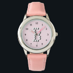 Pink girls watch | personalised letter B monogram<br><div class="desc">Pink girls watch | personalised letter B monogram. Cute personalizable gift idea for little kids. Custom chirldren's watch with first name initial. Girly design.</div>
