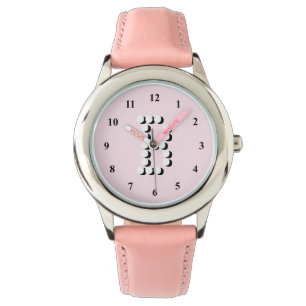 Pink girls watch   personalised letter B monogram