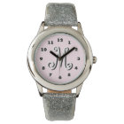 Pink girls watch | personalised letter monogram