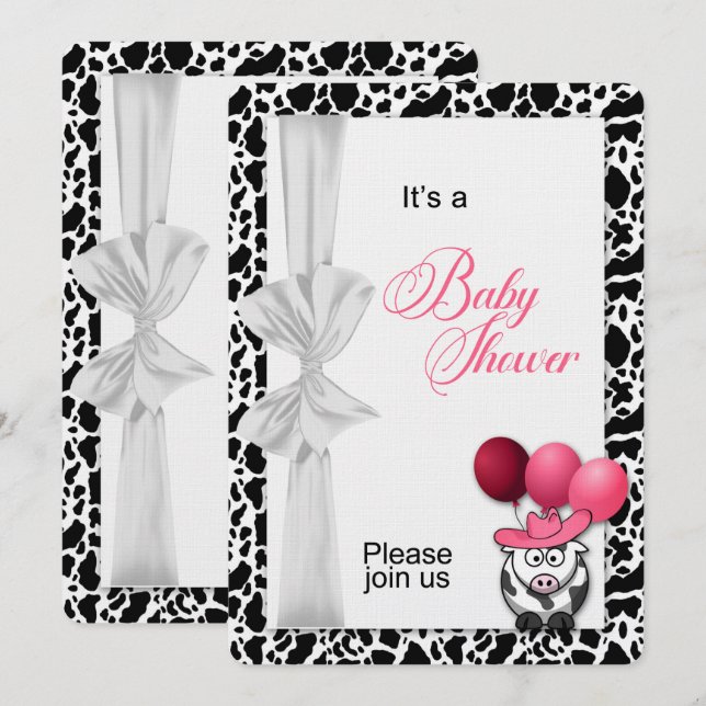 Pink Girls Western Baby Shower Invitation (Front/Back)