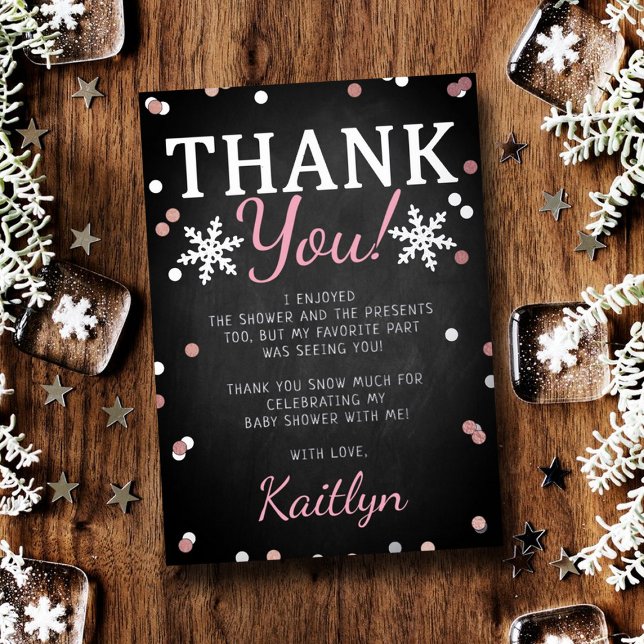 Pink Girl's Winter Christmas Baby Shower Thank You (Creator Uploaded)