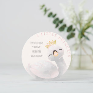 Pink girly any age swan girl birthday invitation