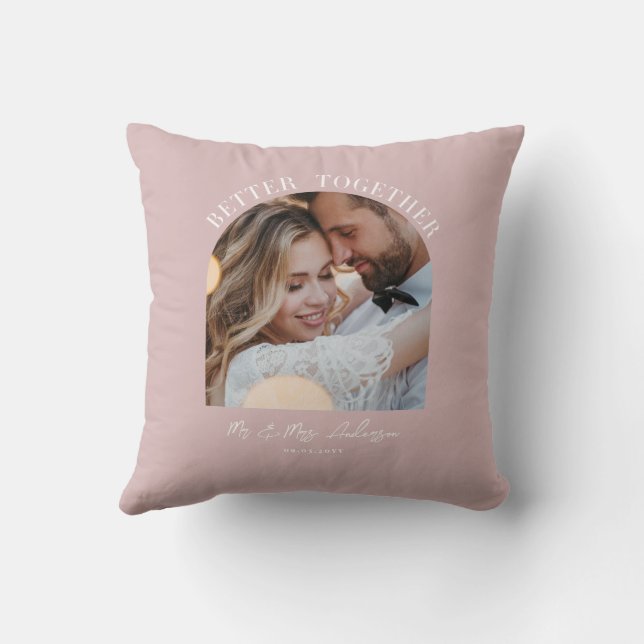 Pink girly arch photo wedding gift home decor cushion (Back)