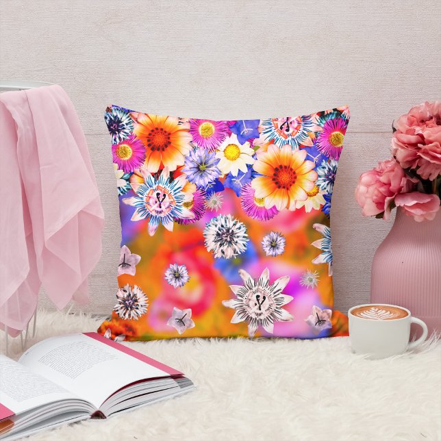 Pink Girly Artsy Floral Collage Artwork Decorative Cushion (Creator Uploaded)