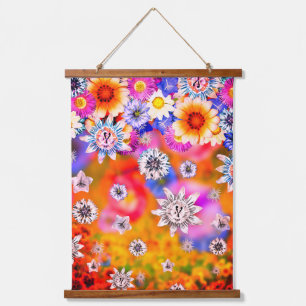 Pink Girly Artsy Floral Collage Artwork Decorative Hanging Tapestry