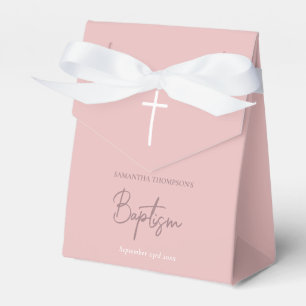 Pink Girly Baby Girl Calligraphy Baptism  Favour Box