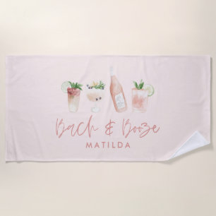 pink girly bach & booze bachelorette weekend chic beach towel