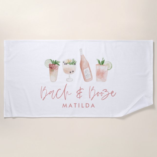 pink girly bach & booze bachelorette weekend chic  beach towel (Front)