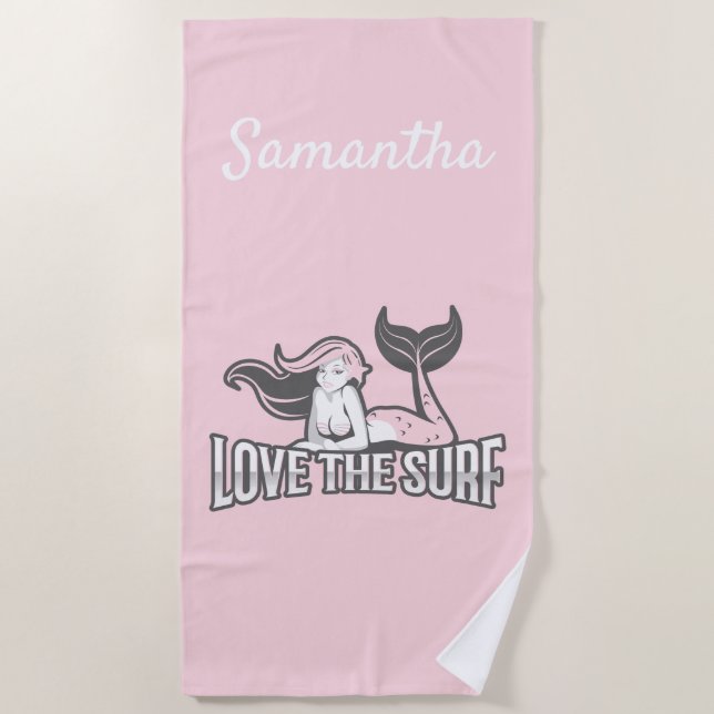 Pink Girly Beach Towel (Front)