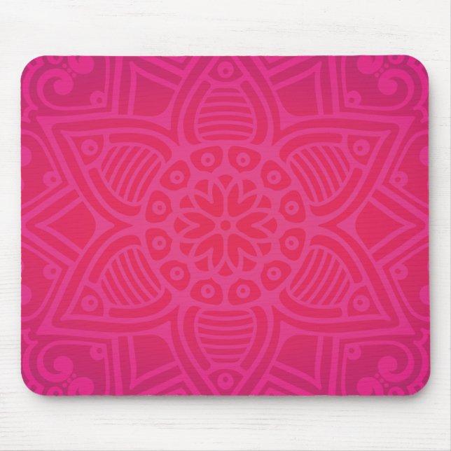 Pink Girly Boho Flower Design Mouse Mat (Front)