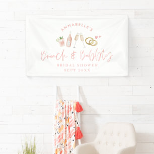 Pink girly brunch and bubbly bridal shower banner
